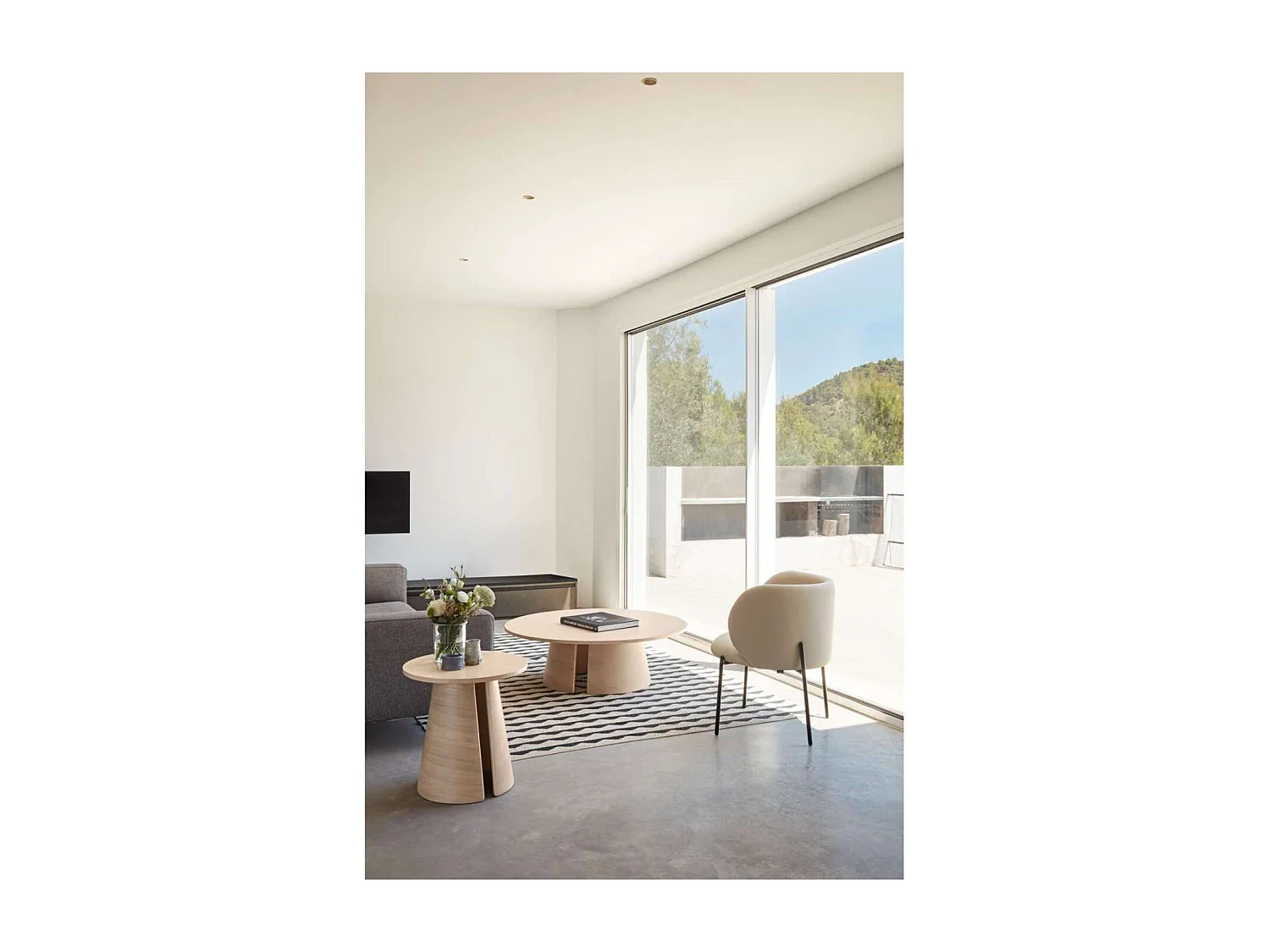 Mesa de centro modelo Cep acabado natural claro, 110cm(ancho) 36.5cm(alto) 110cm (largo)