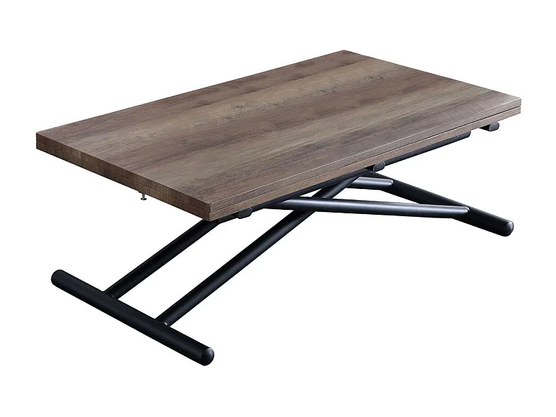 Mesa de Centro Up-Down, elevable Extensible acabado nogal, 50-100 cm(ancho)100 cm(largo)