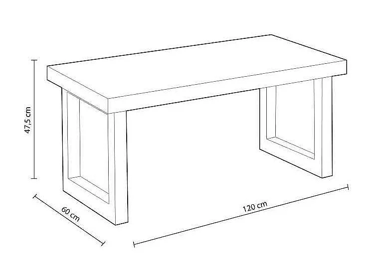 Mesa centro elevable Loft color roble American estructura en negra 47,5 cm(alto)120 cm(anc