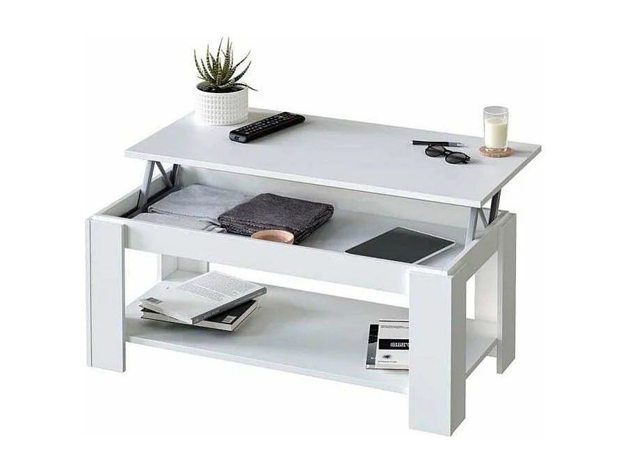 Mesa centro elevable Arboleas en acabado blanco artik 43/54 cm(alto)102 cm(ancho)50 cm(lar