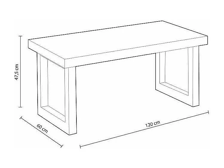 Mesa centro elevable Loft color roble nordish estructura en blanco 47,5 cm(alto)120 cm(anc
