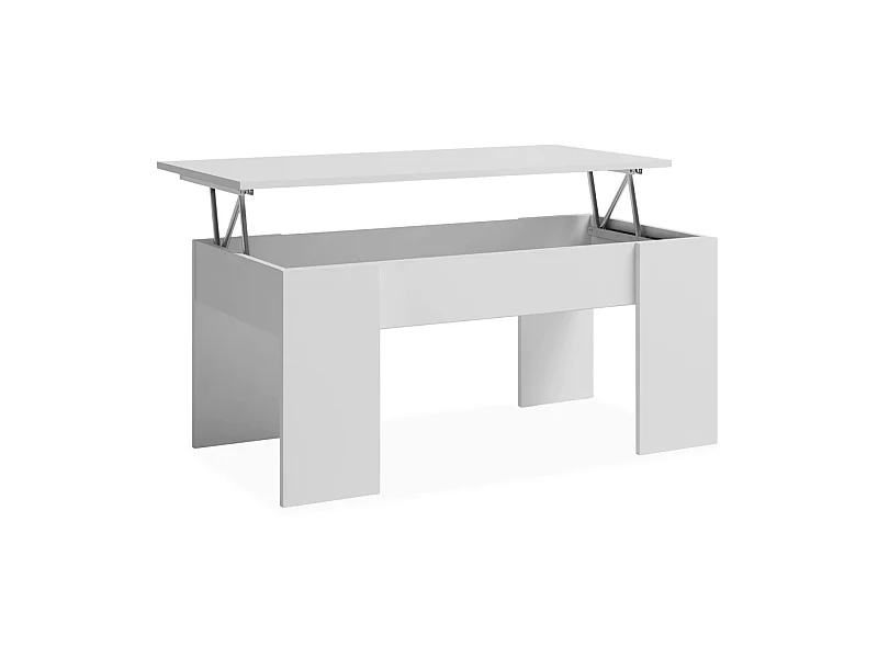 Mesa centro elevable acabado blanco, 45 cm(alto)100 cm(ancho)50 cm(largo)