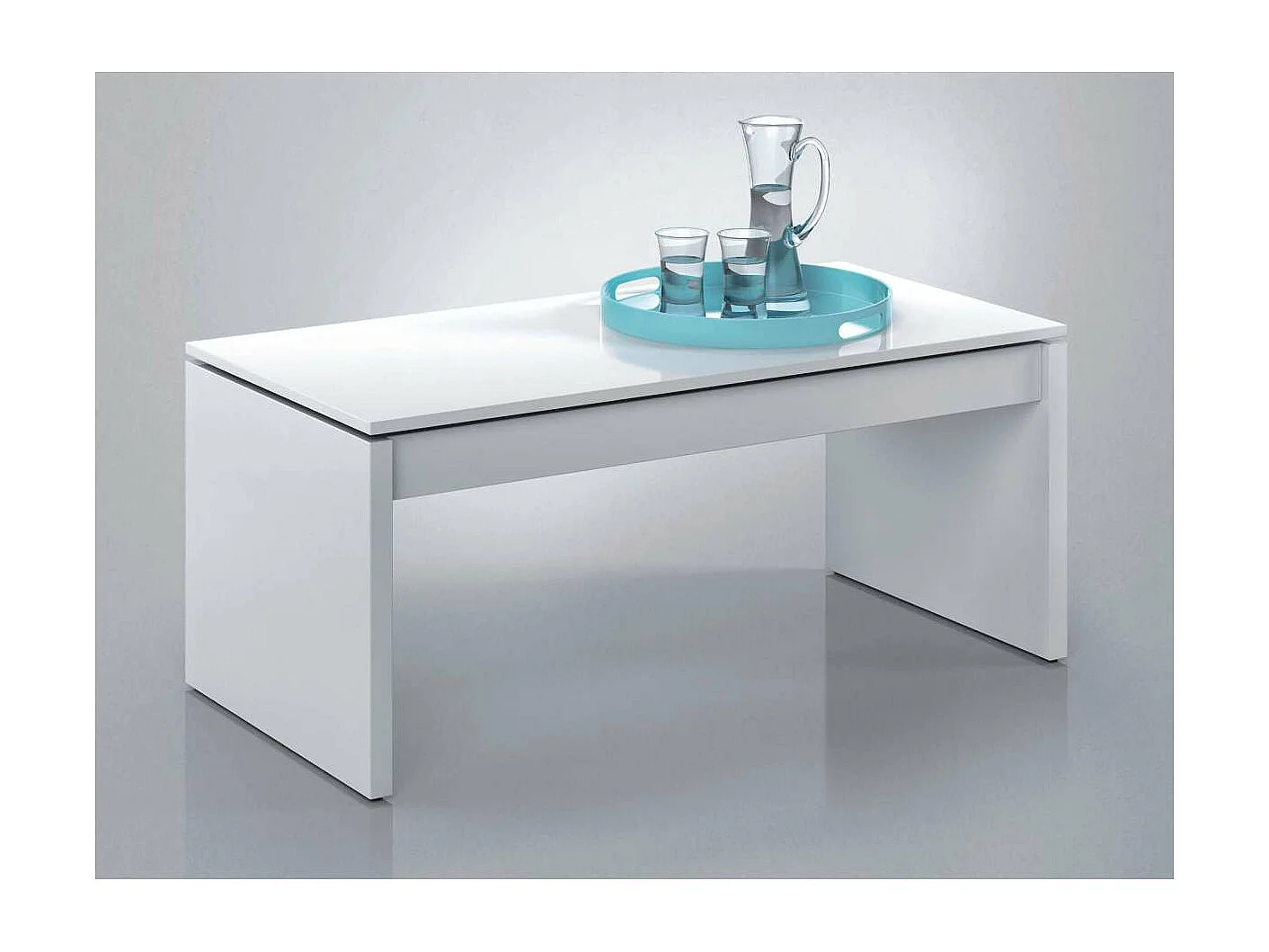 Mesa centro Lucar elevable en acabado blanco brillo 43/52 cm(alto)102 cm(ancho)50 cm(largo