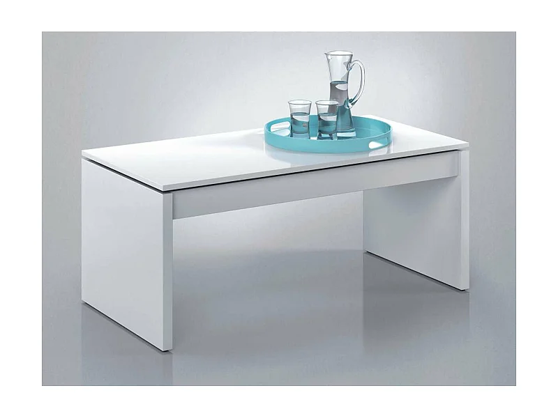 Mesa centro Lucar elevable en acabado blanco brillo 43/52 cm(alto)102 cm(ancho)50 cm(largo