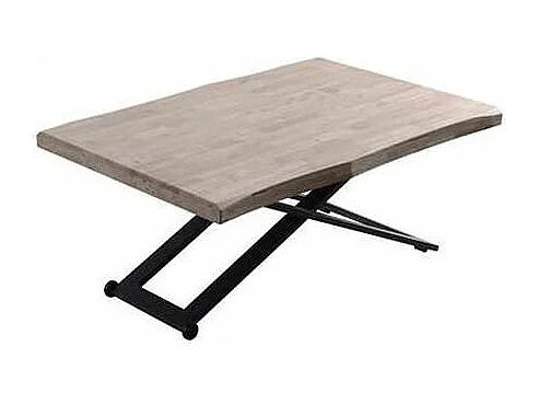 Mesa centro elevable Zoe tapa con forma acabado roble honey/negro, 120cm (largo) 80cm (anc