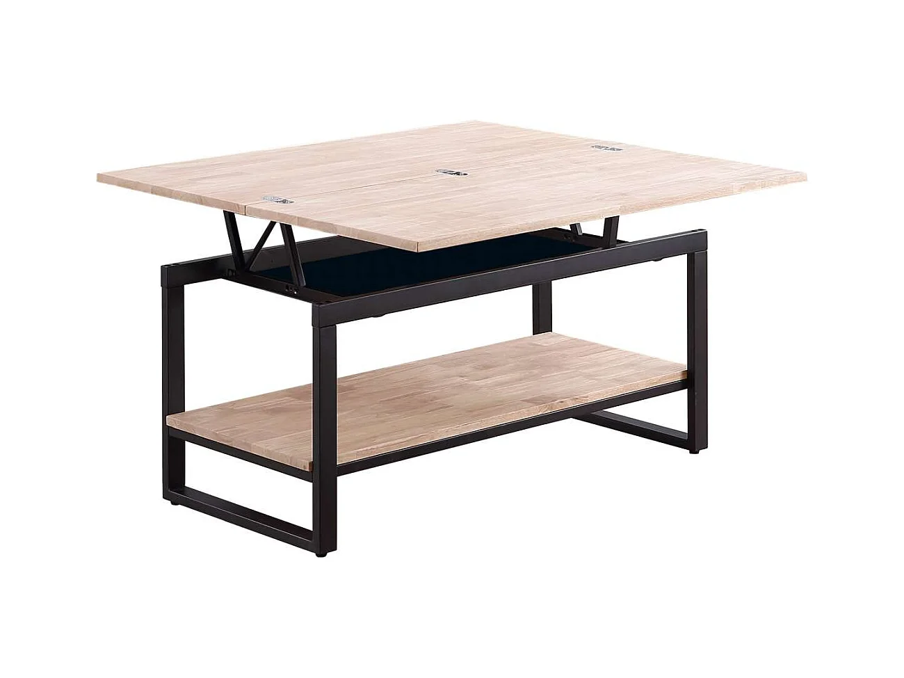 Mesa centro elevable y extensible Steve acabado roble nordish y negro, 47 cm(alto)100 cm(l