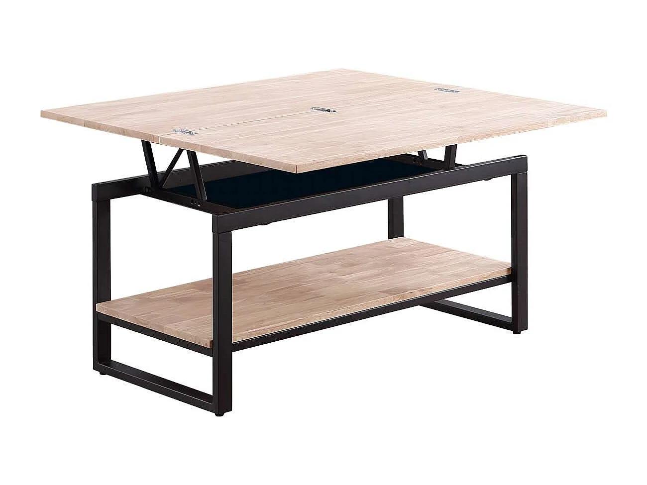 Mesa centro elevable y extensible Steve acabado roble nordish y negro, 47 cm(alto)100 cm(l