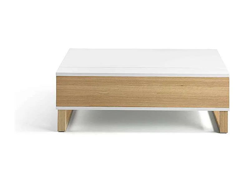 Mesa de centro elevable Eliana acabado blanco brillo, 110 cm (largo) x 60 cm (ancho) x 38
