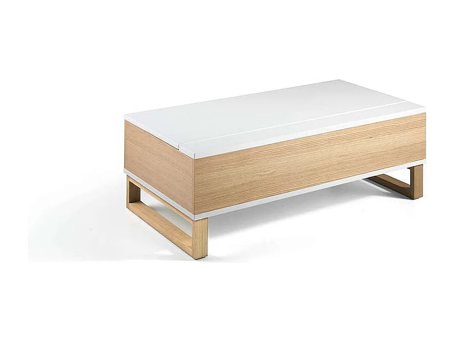 Mesa de centro elevable Eliana acabado blanco brillo, 110 cm (largo) x 60 cm (ancho) x 38