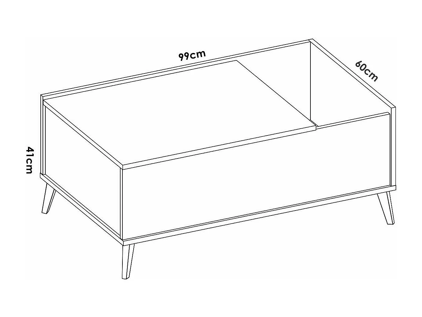 Mesa de centro elevable Cazalilla en blanco, 41cm(alto) 99cm(ancho) 60cm(largo)