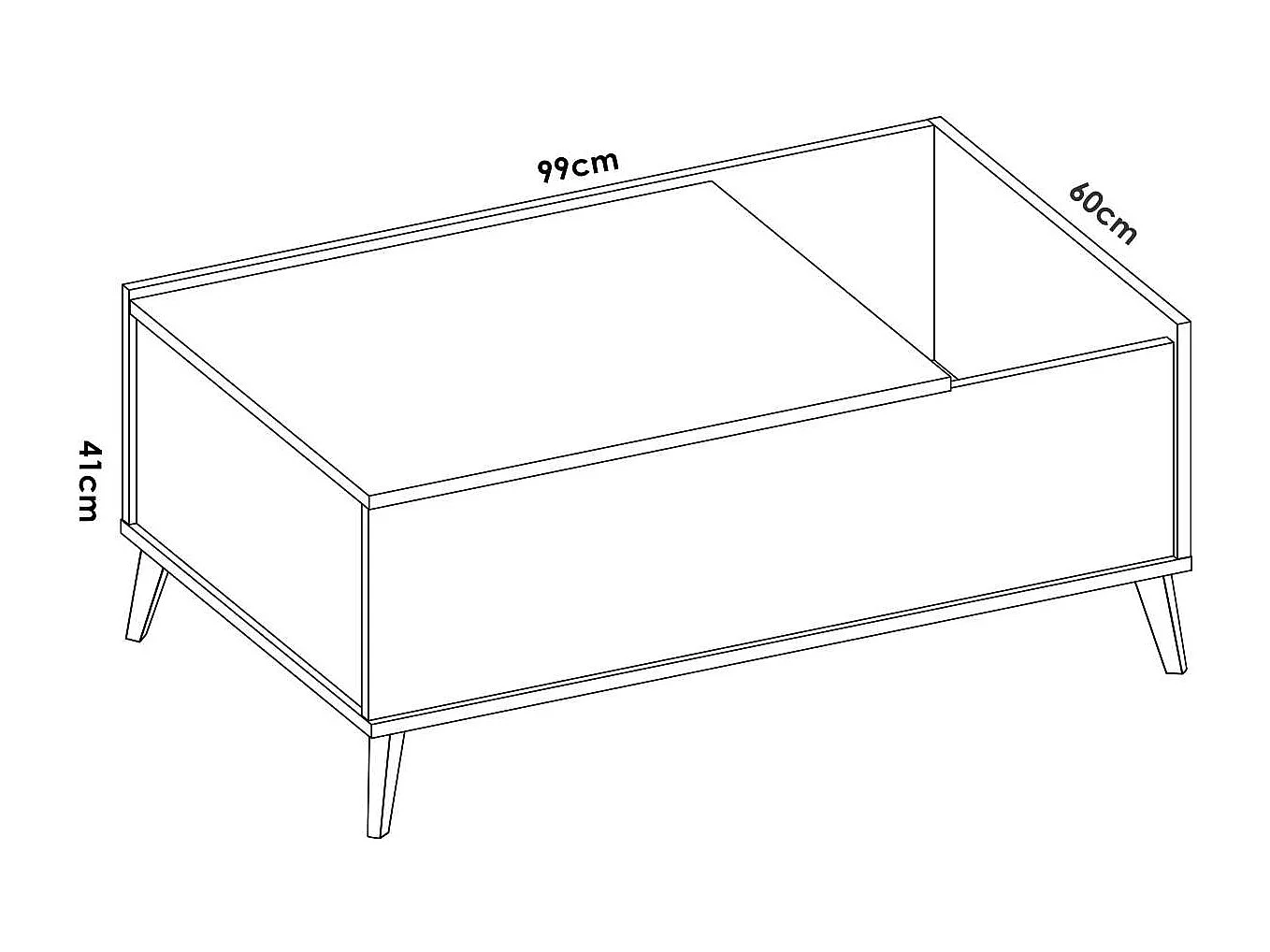 Mesa de centro elevable Cazalilla en blanco, 41cm(alto) 99cm(ancho) 60cm(largo)
