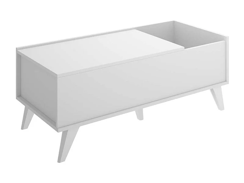 Mesa de centro elevable Cazalilla en blanco, 41cm(alto) 99cm(ancho) 60cm(largo)