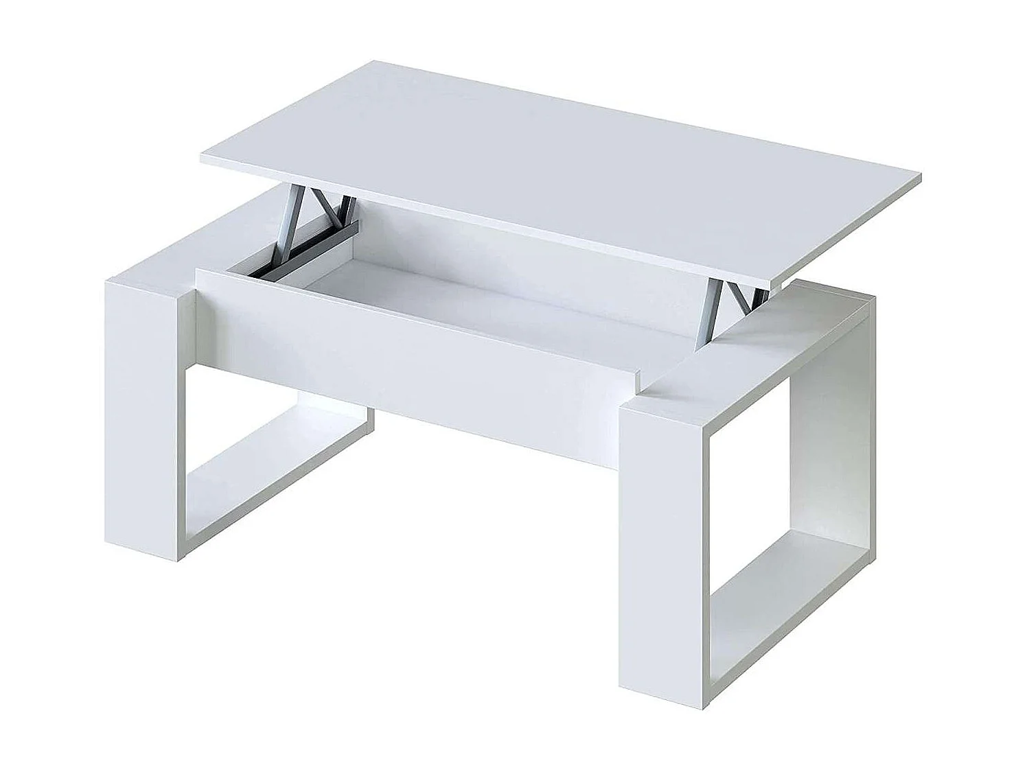 Mesa de centro Caspe elevable blanco Artik, 105cm (Ancho) x 55 cm (Fondo) x 45-54 cm (Alto