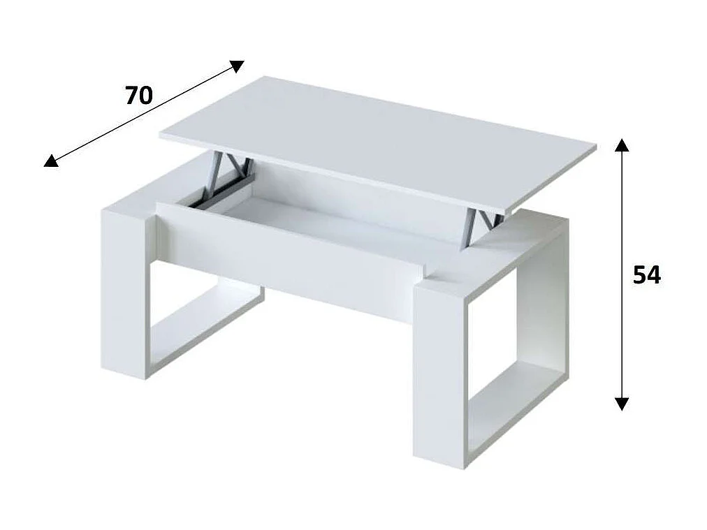 Mesa de centro Caspe elevable blanco Artik, 105cm (Ancho) x 55 cm (Fondo) x 45-54 cm (Alto