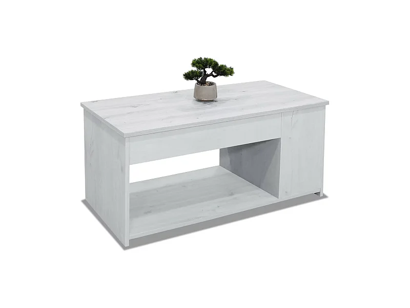 Mesa centro elevable acabado blanco polar, 46cm(alto) 102cm(ancho) 55cm(largo)