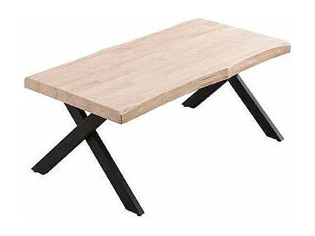 Mesa centro elevable Xena tapa con forma acabado roble nordish/negro, 47cm(alto) 120 cm(la