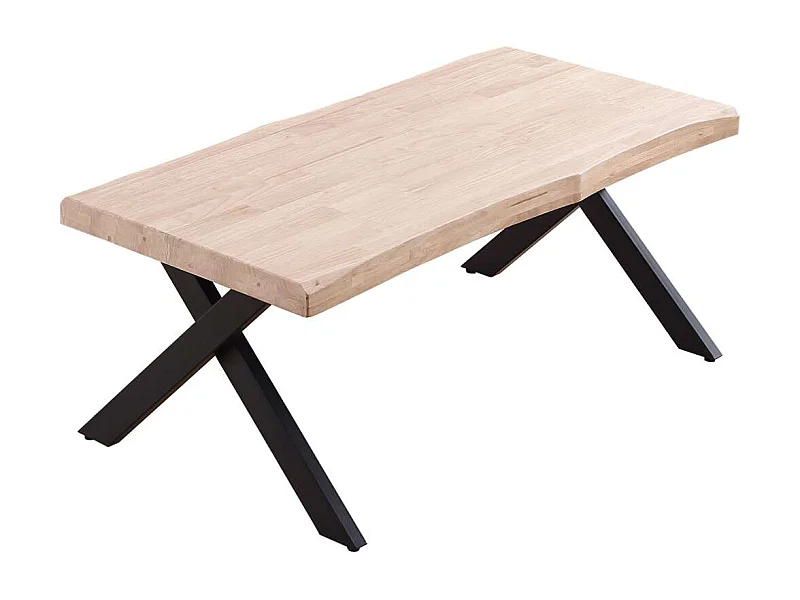 Mesa centro elevable Xena tapa con forma acabado roble nordish/negro, 47cm(alto) 120 cm(la