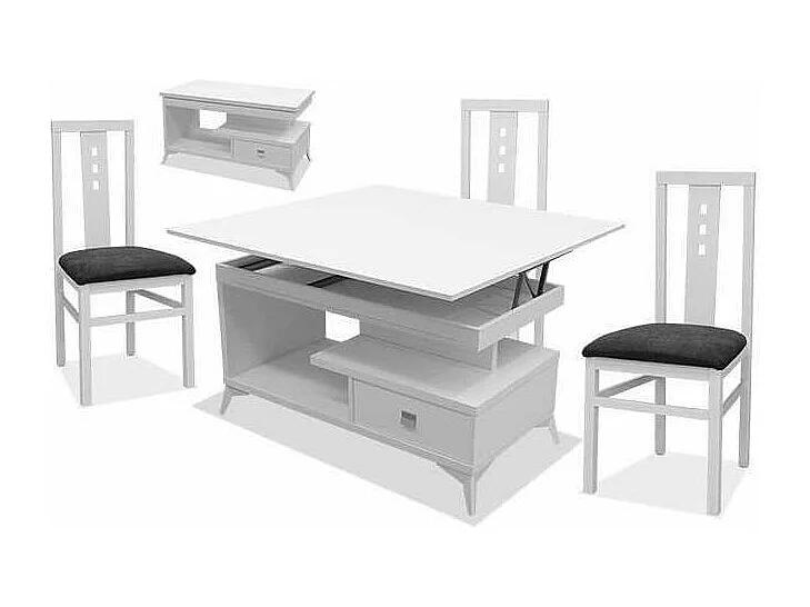Mesa centro convertible en mesa de comedor acabado blanco, 64cm(alto) 113cm(ancho) 58/116c
