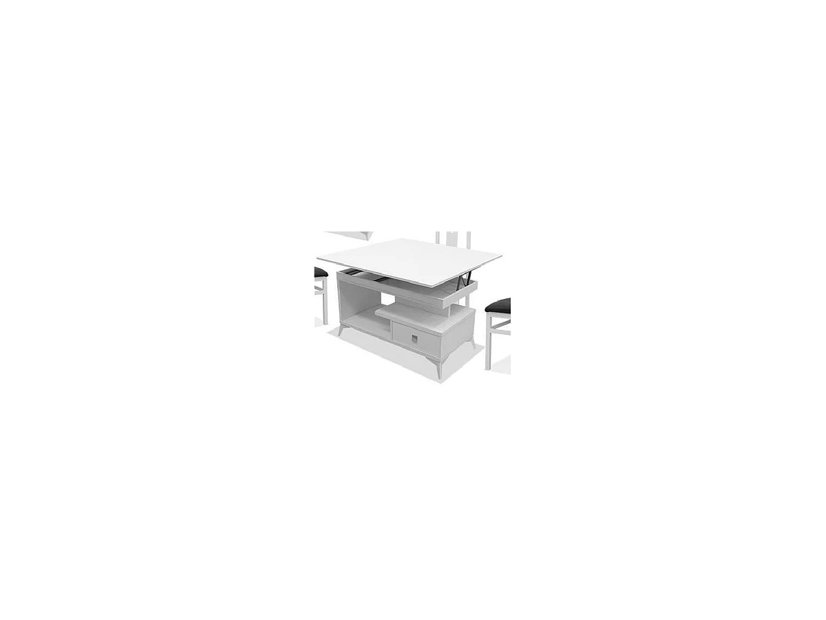 Mesa centro convertible en mesa de comedor acabado blanco, 64cm(alto) 113cm(ancho) 58/116c