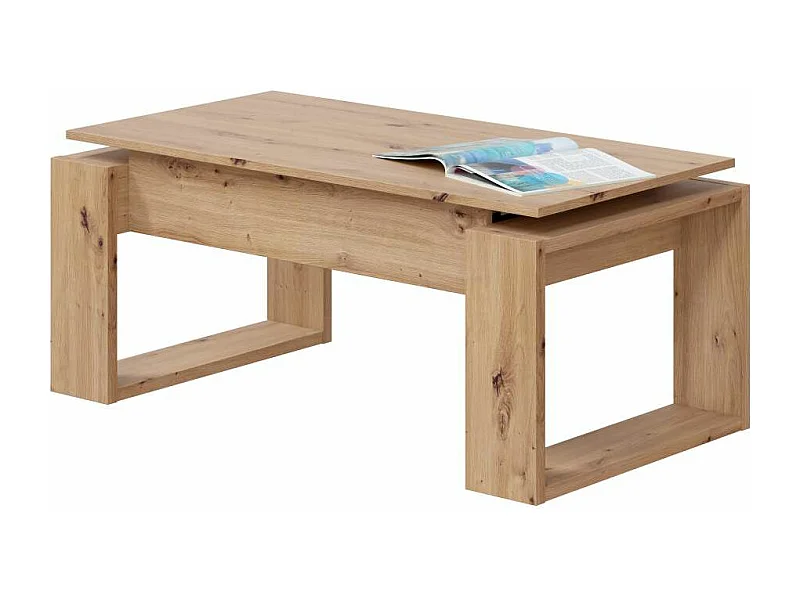 Mesa centro Caspe elevable acabado roble nordish. Medidas: 105 cm (Ancho) x 55 cm (Fondo)