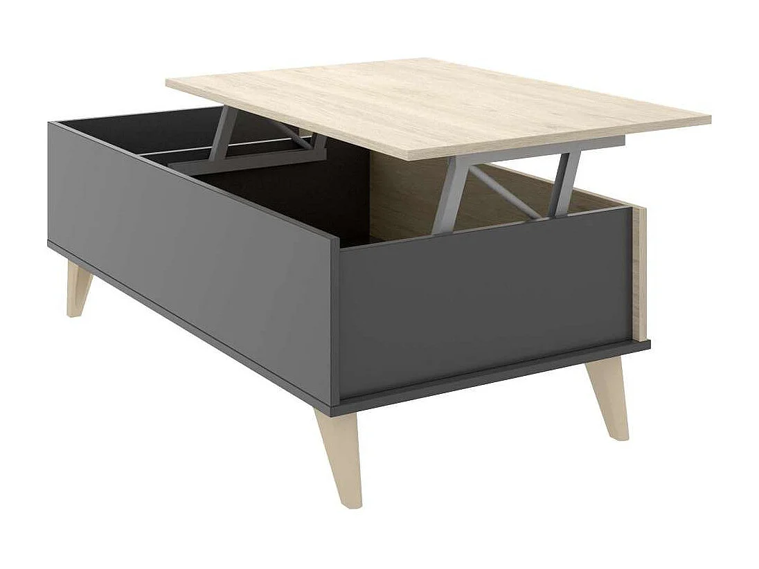 Mesa de centro elevable Cazalilla acabado natural/grafito, 41 cm(alto)99 cm(ancho)60 cm(la
