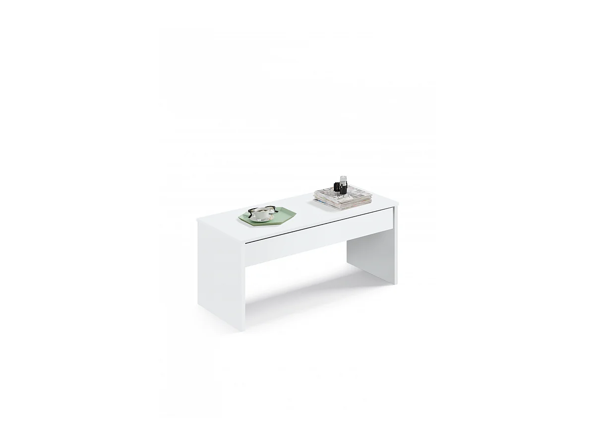 Mesa de centro Elevable Oslo acabado blanco, 47-58 cm(alto)100 cm(ancho)50 cm(largo)