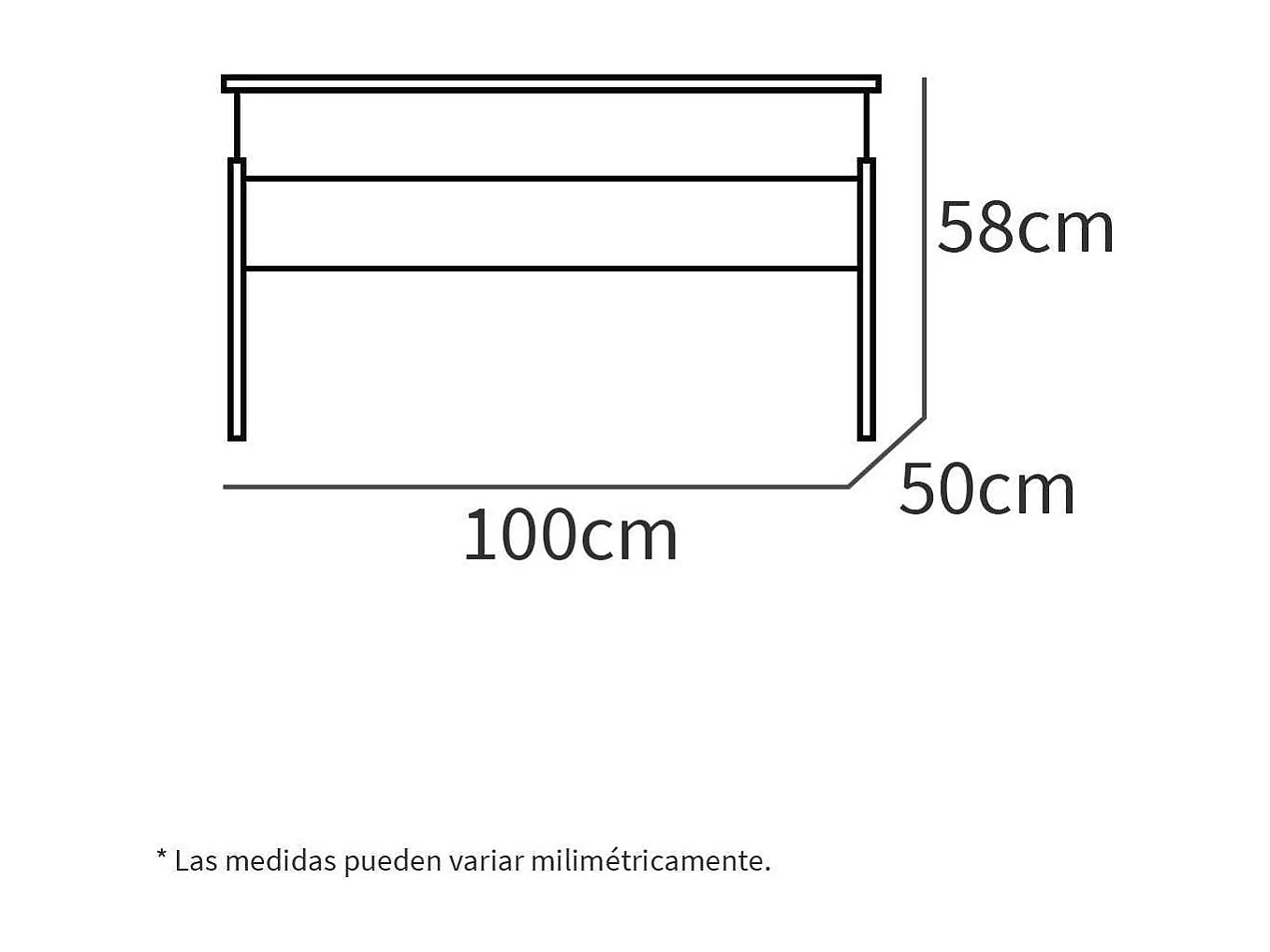 Mesa de centro Elevable Oslo acabado blanco, 47-58 cm(alto)100 cm(ancho)50 cm(largo)