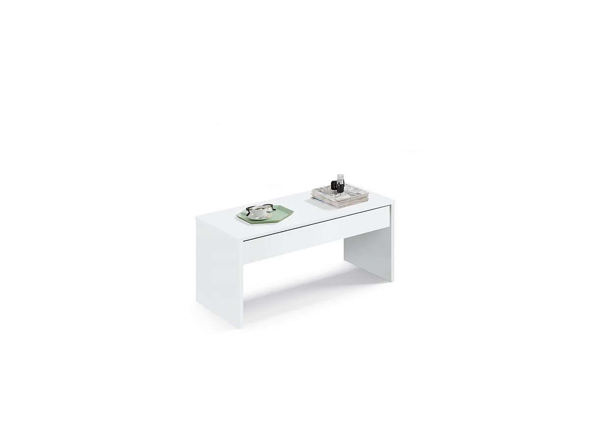 Mesa de centro Elevable Oslo acabado blanco, 47-58 cm(alto)100 cm(ancho)50 cm(largo)