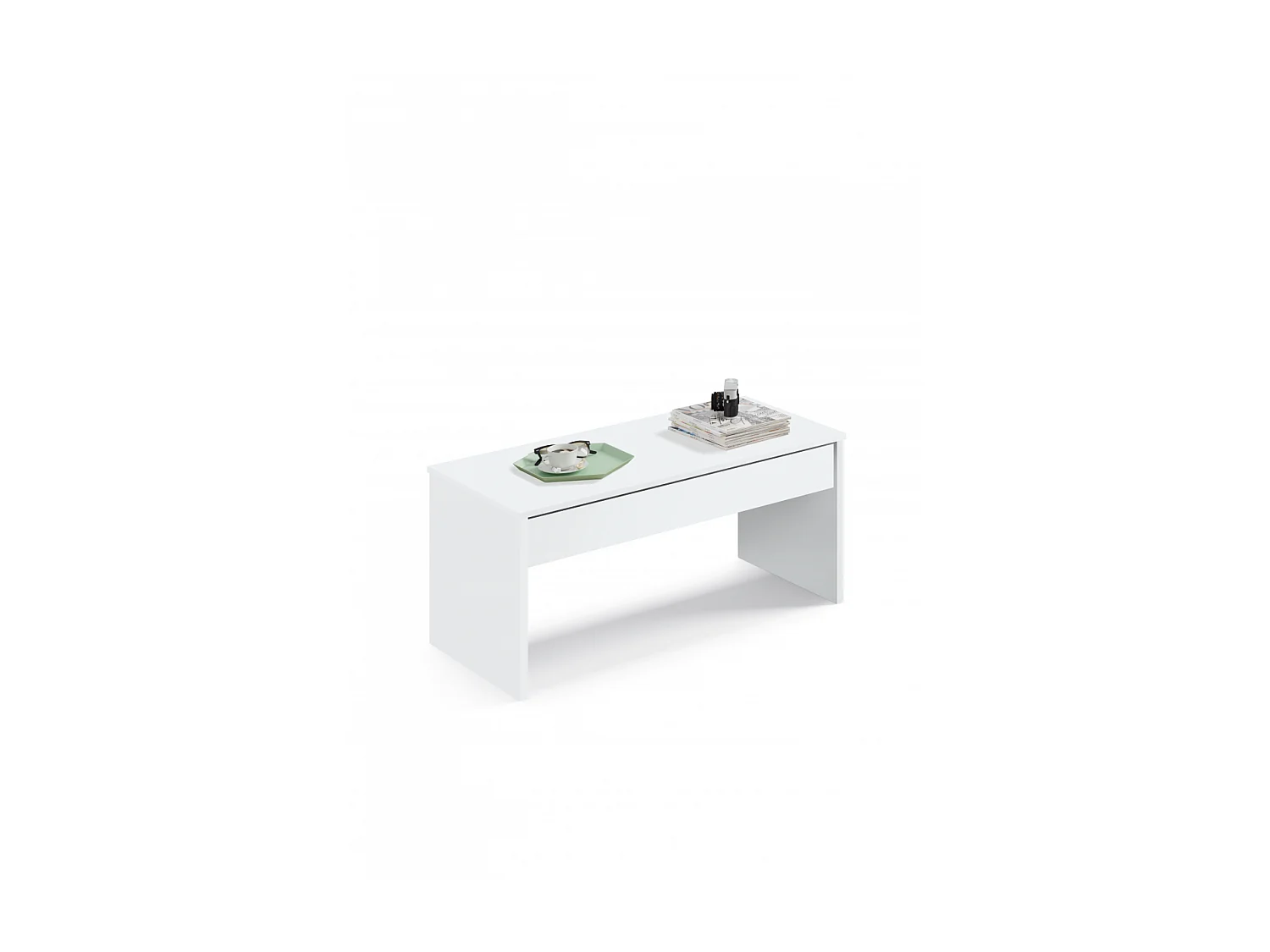Mesa de centro Elevable Oslo acabado blanco, 47-58 cm(alto)100 cm(ancho)50 cm(largo)