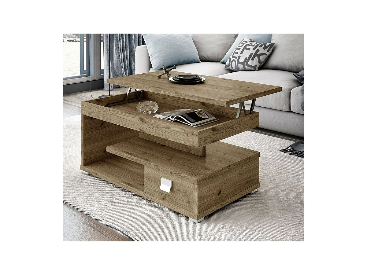 Mesa centro elevable acabado salermo, 51cm(alto) 111cm(ancho) 56cm(largo)