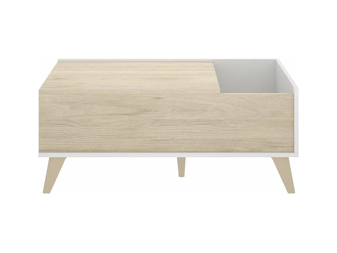 Mesa de centro elevable Cazalilla en natural/blanco, 41 cm(alto)99 cm(ancho)60 cm(largo)