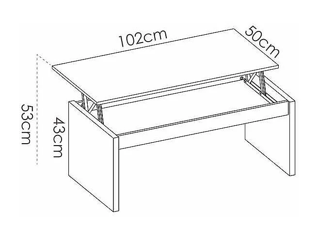 Mesa de centro elevable Carboneros en color Nordic 43 cm(alto)102 cm(ancho)50 cm(largo)