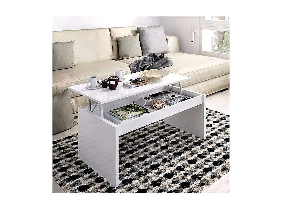 Mesa de centro elevable Carboneros en blanco 43 cm(alto)102 cm(ancho)50 cm(fondo)