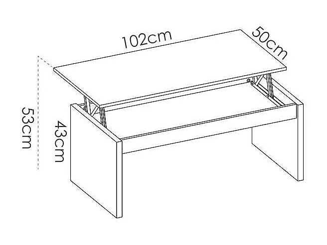 Mesa de centro elevable Carboneros en blanco 43 cm(alto)102 cm(ancho)50 cm(fondo)