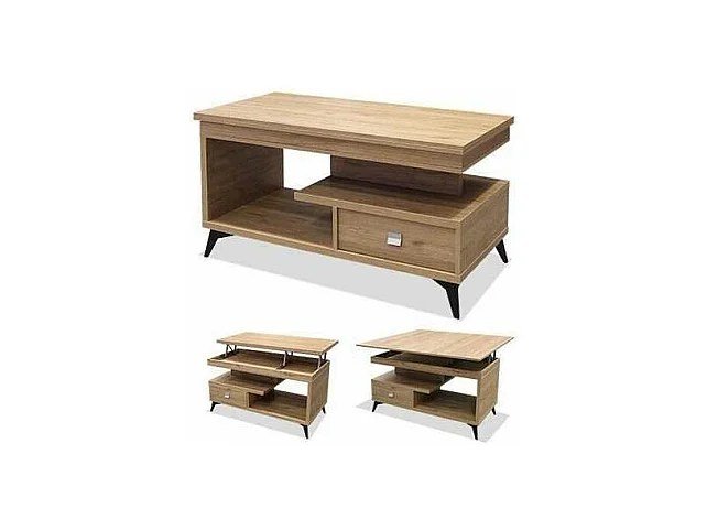 Mesa centro convertible en mesa de comedor acabado salermo, 64cm(alto) 113cm(ancho) 58/116