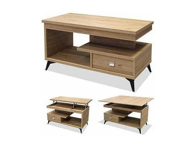 Mesa centro convertible en mesa de comedor acabado salermo, 64/76cm(alto) 113cm(ancho) 58/