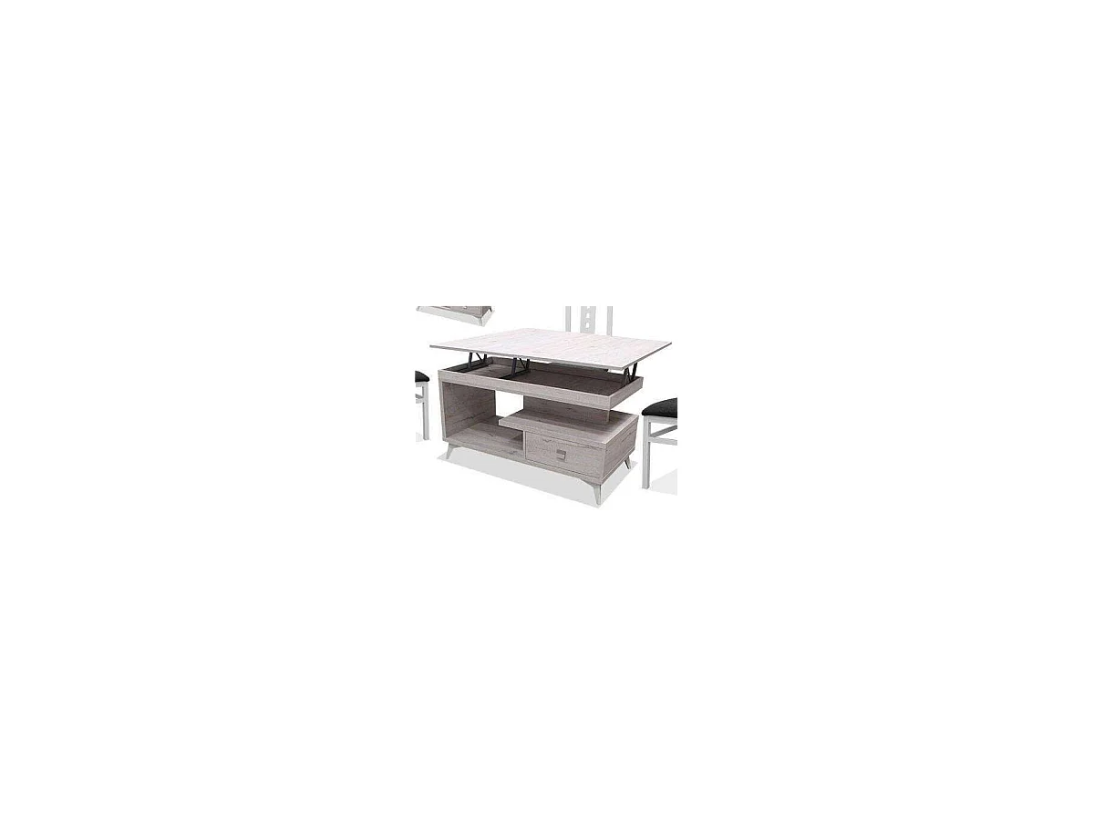 Mesa centro convertible en mesa de comedor acabado blanco artico, 64cm(alto) 113cm(ancho)