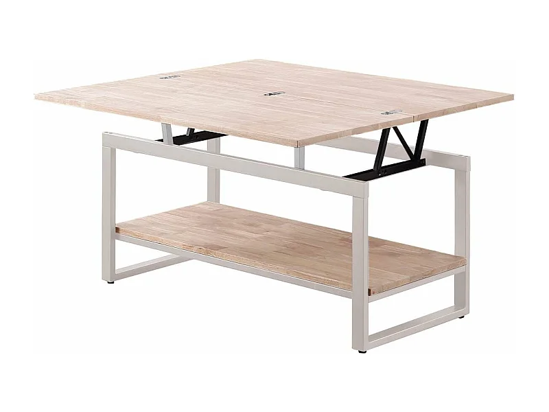 Mesa centro elevable y extensible Steve acabado roble nordish/blanco, 47 cm(alto)100 cm(la