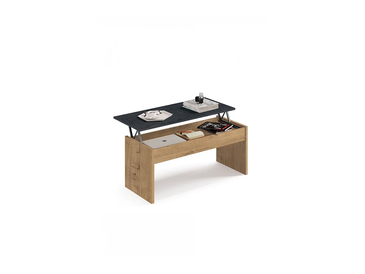 Mesa de centro Elevable Oslo acabado roble vega, 47-58 cm(alto)100 cm(ancho)50 cm(largo)