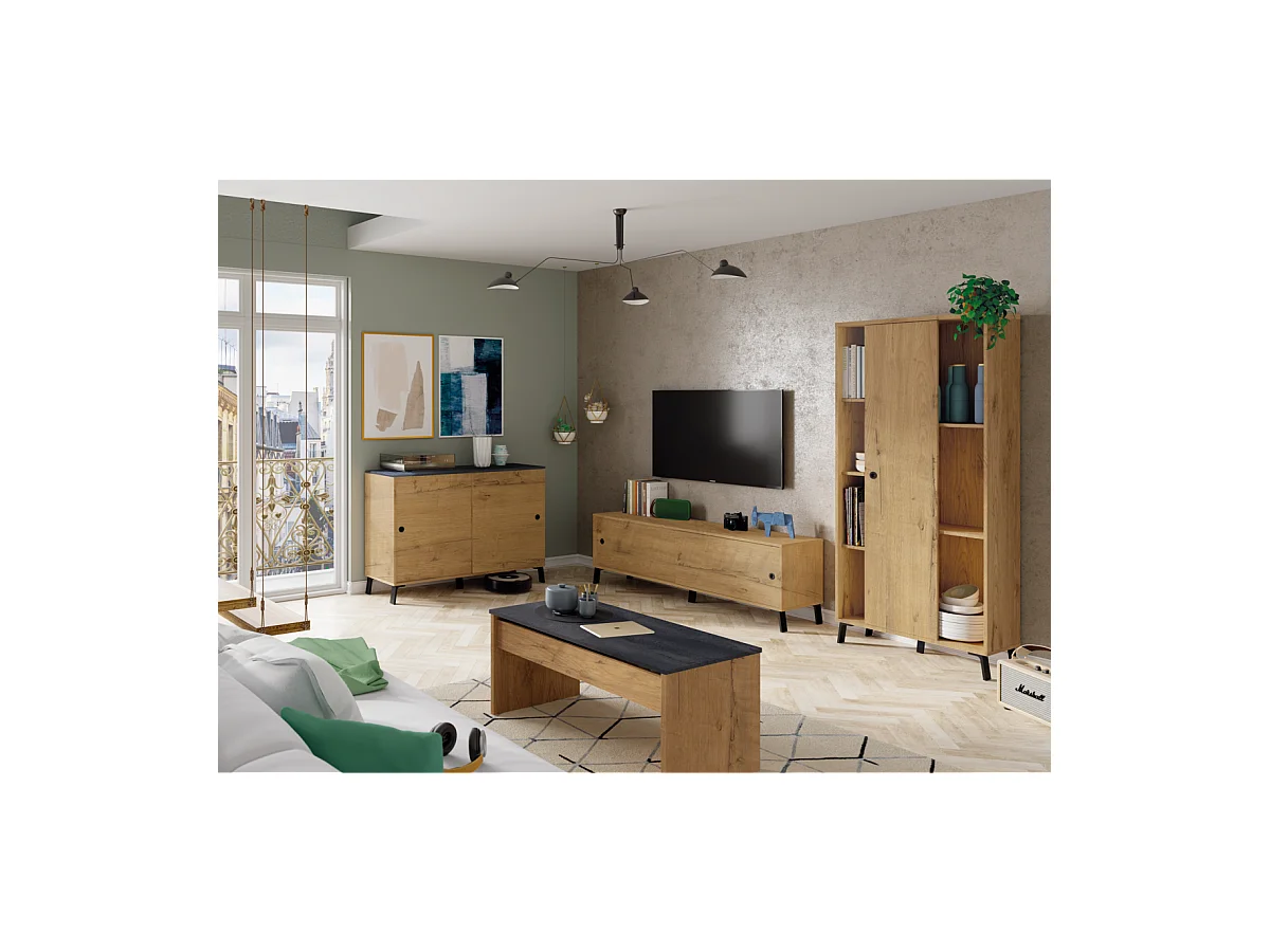 Mesa de centro Elevable Oslo acabado roble vega, 47-58 cm(alto)100 cm(ancho)50 cm(largo)