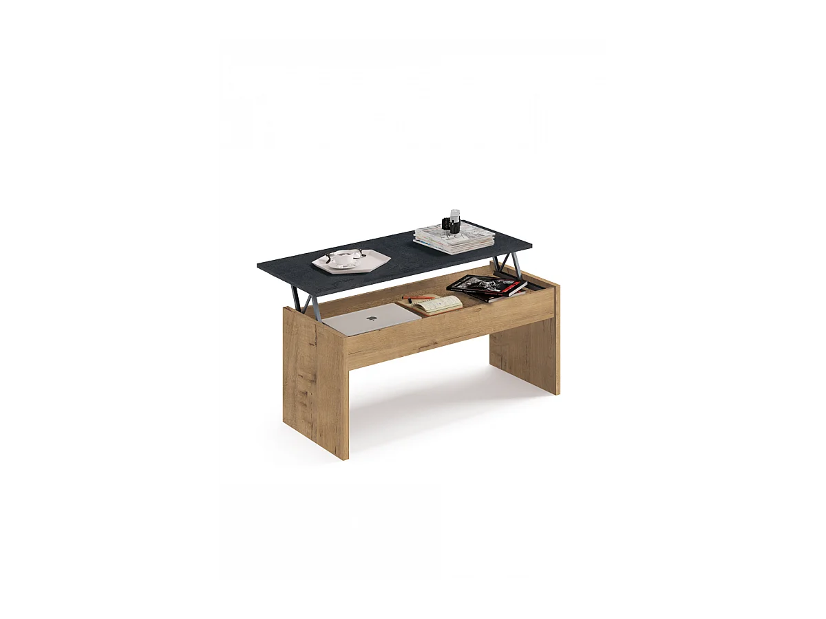 Mesa de centro Elevable Oslo acabado roble vega, 47-58 cm(alto)100 cm(ancho)50 cm(largo)