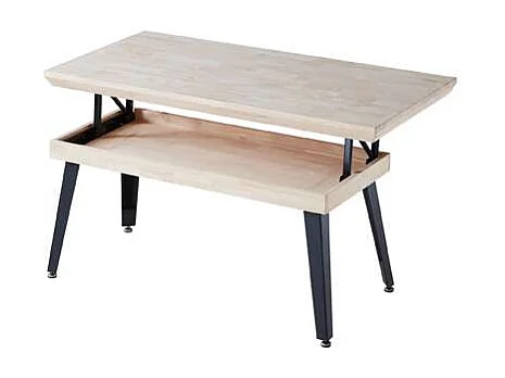 Mesa centro elevable Berg acabado roble nordish/negro, 120cm (largo) 60cm (ancho) 47/64cm