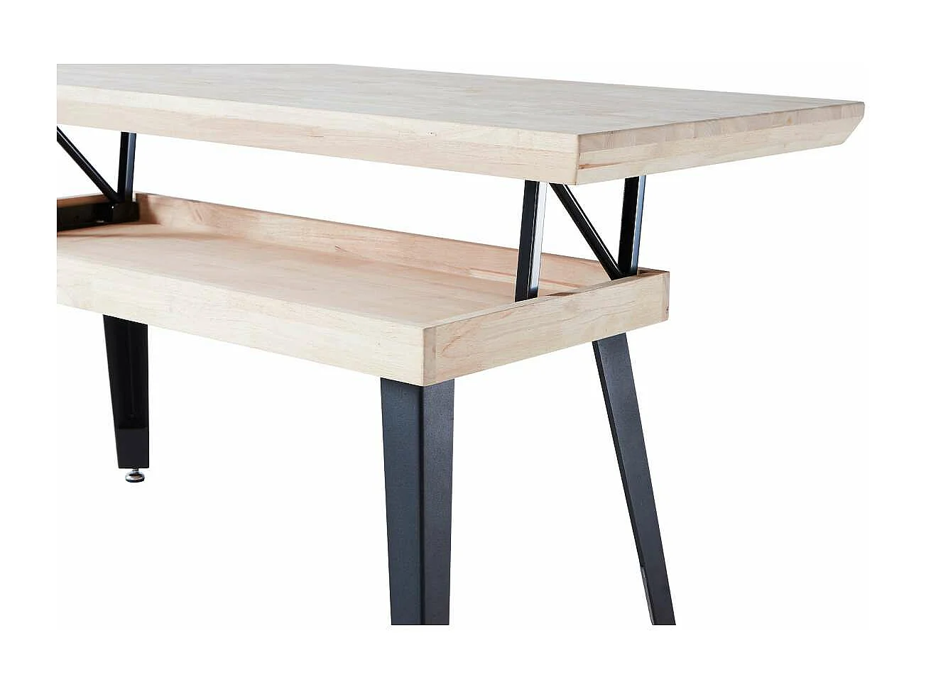 Mesa centro elevable Berg acabado roble nordish/negro, 120cm (largo) 60cm (ancho) 47/64cm