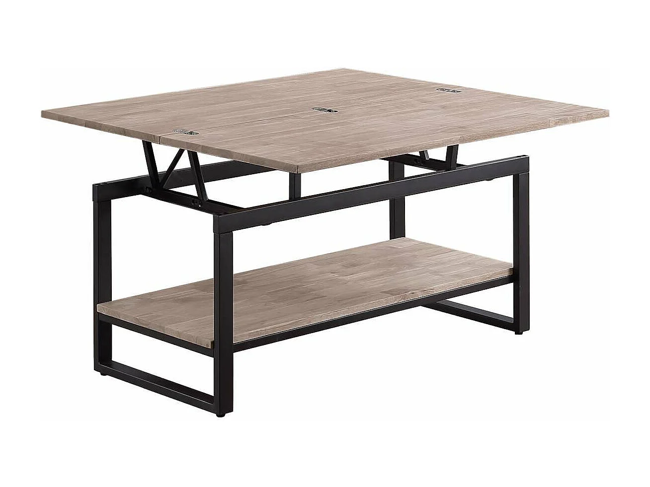 Mesa centro elevable y extensible Steve acabado roble honey/negro, 47 cm(alto)100 cm(largo