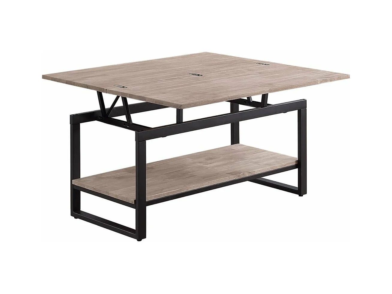 Mesa centro elevable y extensible Steve acabado roble honey/negro, 47 cm(alto)100 cm(largo