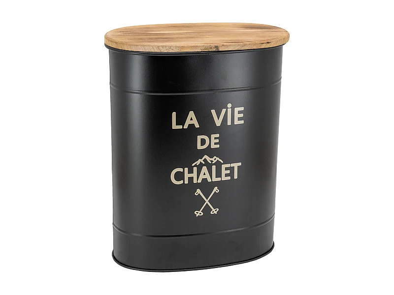 Tabouret et seau à pellets en métal