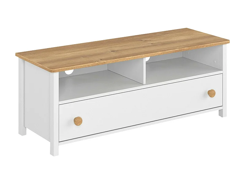 Meuble TV Romelbo 113, Chêne|Blanc, Nombre de tiroirs: 1, 120x47x42cm