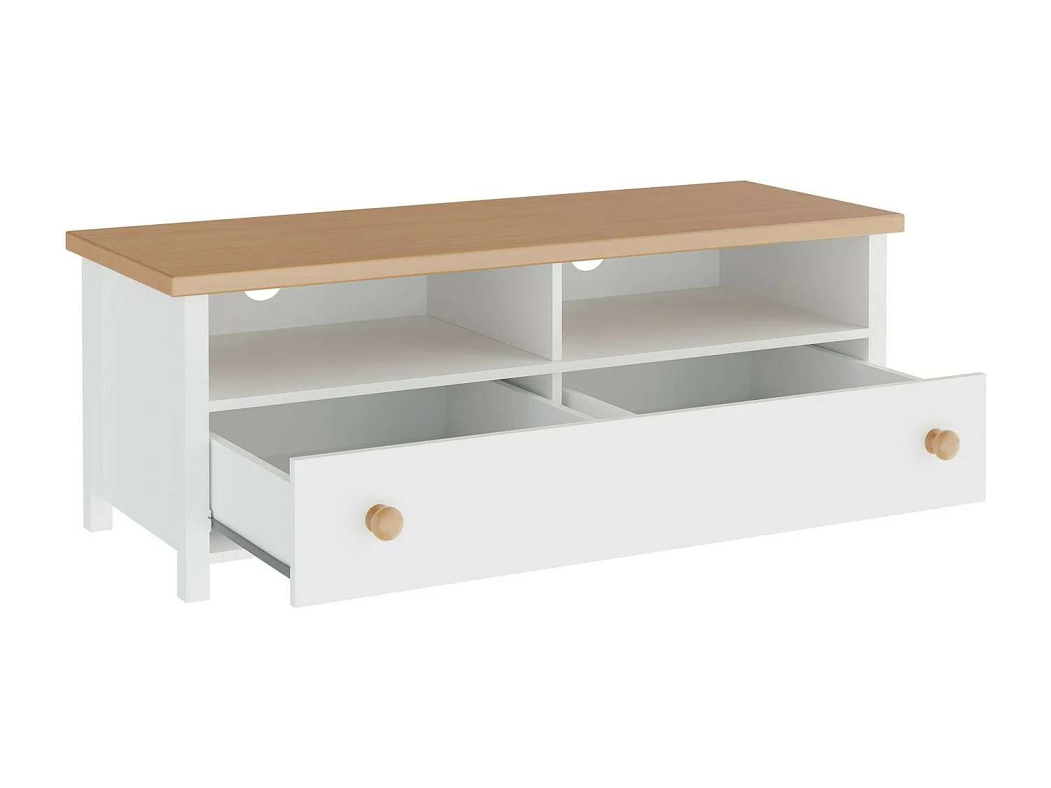 Meuble TV Romelbo 113, Chêne|Blanc, Nombre de tiroirs: 1, 120x47x42cm