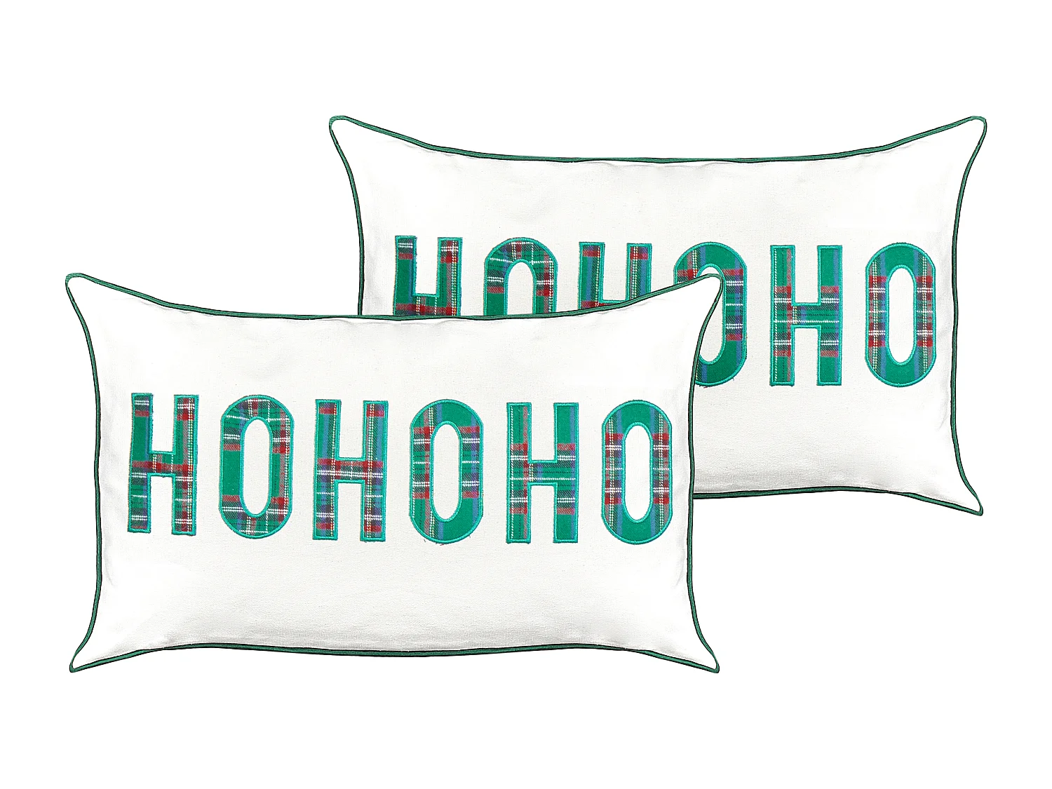 Zestaw 2 poduszek dekoracyjnych JOYCANDY Bawełna 30 x 50 cm Biały Wzór świąteczny