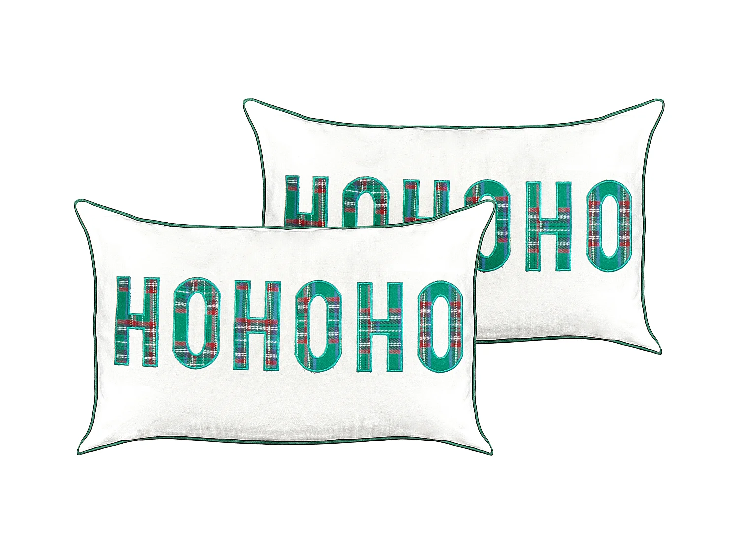 Lot de 2 coussins décoratifs JOYCANDY Coton 30 x 50 cm Blanc Motif de Noël